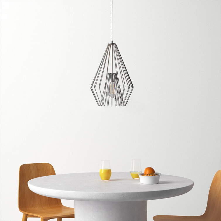 White Geometric Metal Single Light Pendant