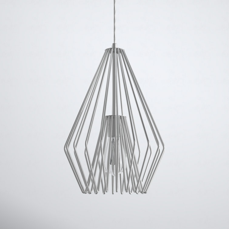 White Geometric Metal Single Light Pendant
