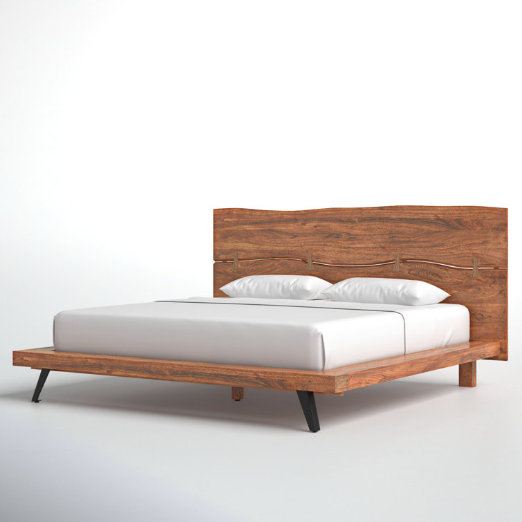 Madagascar King-Sized Contemporary Brown Wood Platform Bed