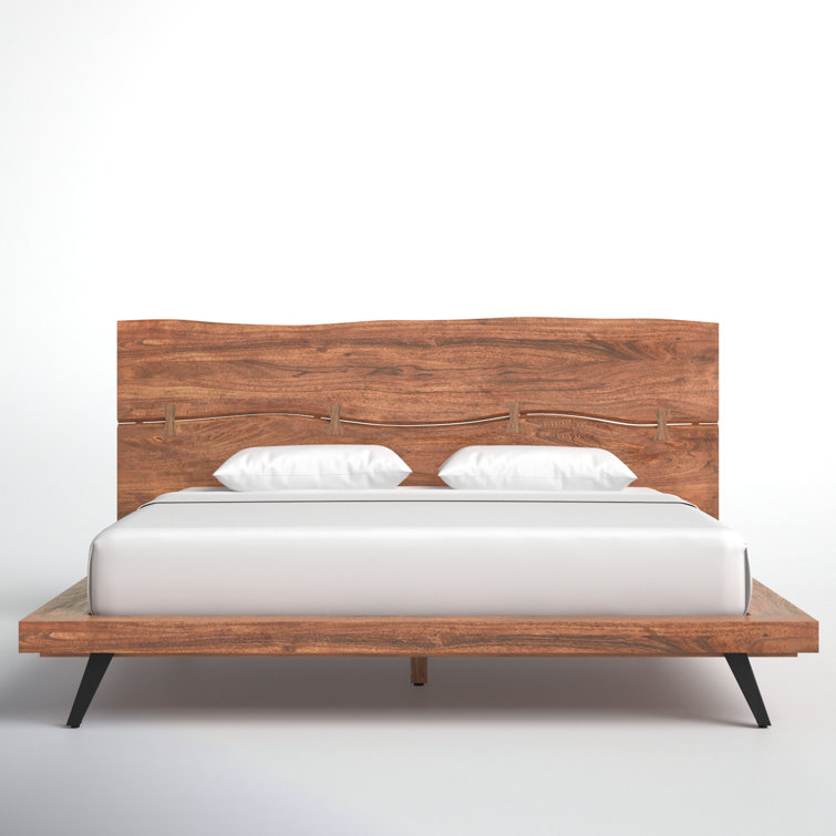 Madagascar King-Sized Contemporary Brown Wood Platform Bed
