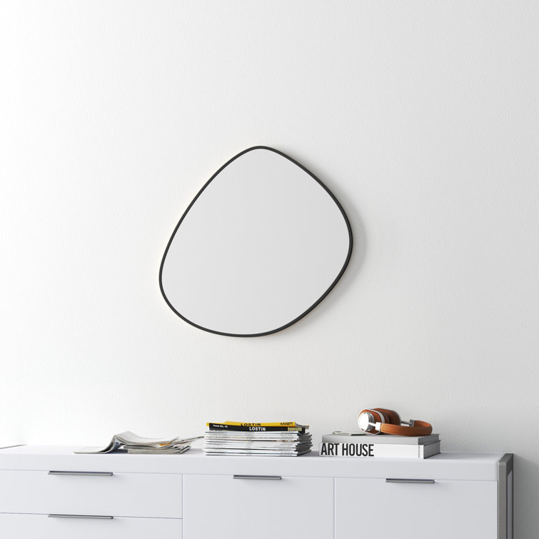 Asymmetrical Black Metal Frame Wall Mirror