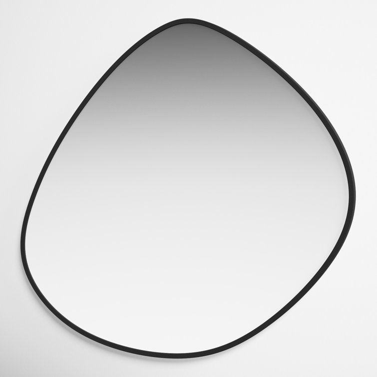 Asymmetrical Black Metal Frame Wall Mirror