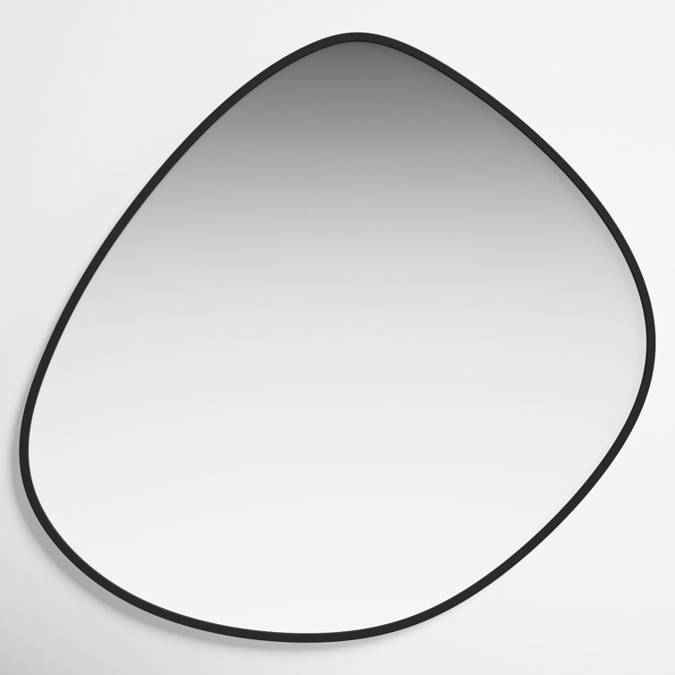 Asymmetrical Black Metal Frame Wall Mirror