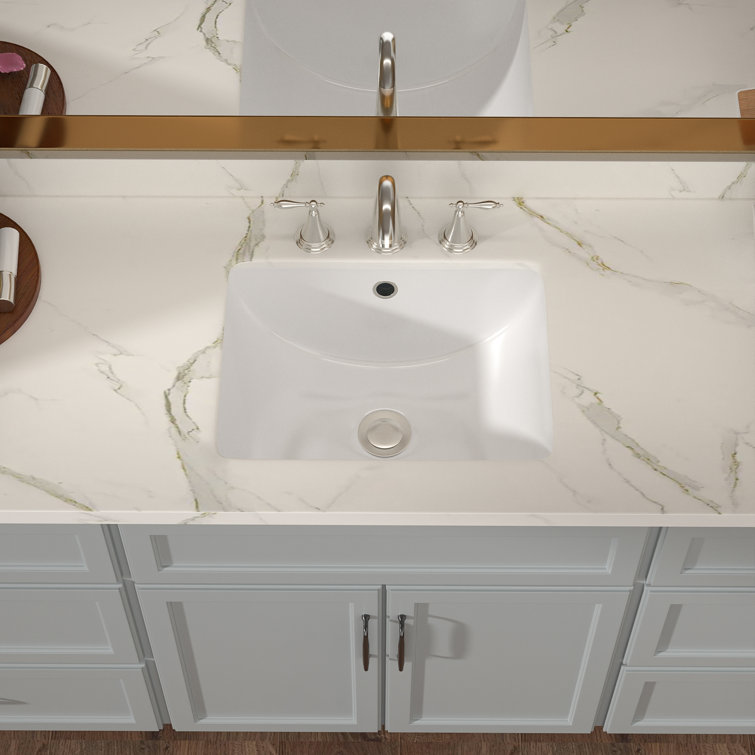18" White Ceramic Rectangular Undermount Bathroom Sink