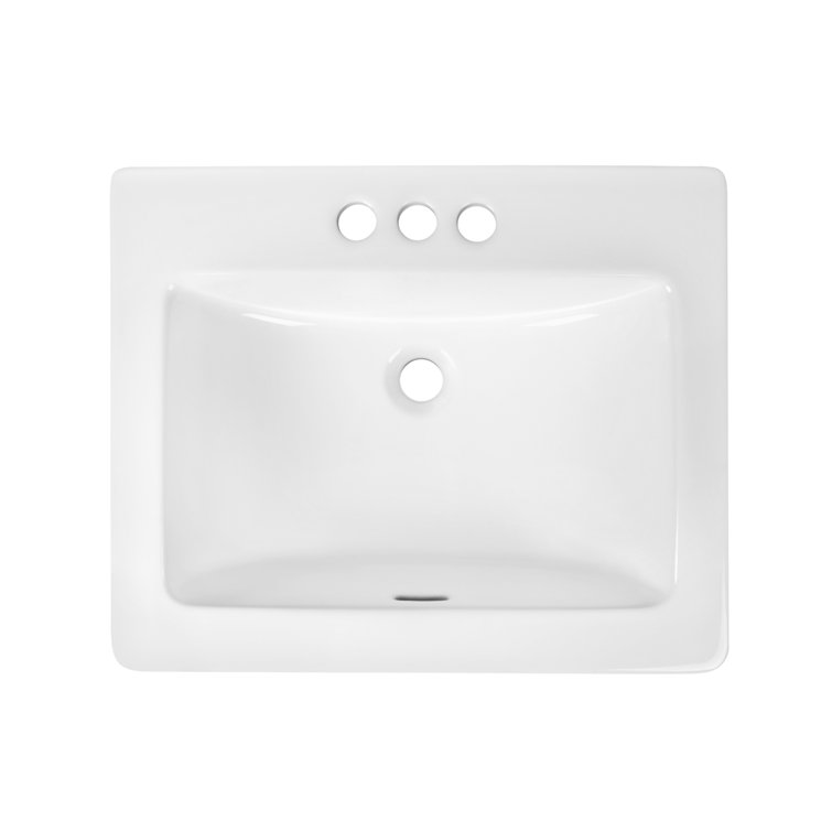 21'' x 18'' White Ceramic Rectangular Drop-In Bathroom Sink