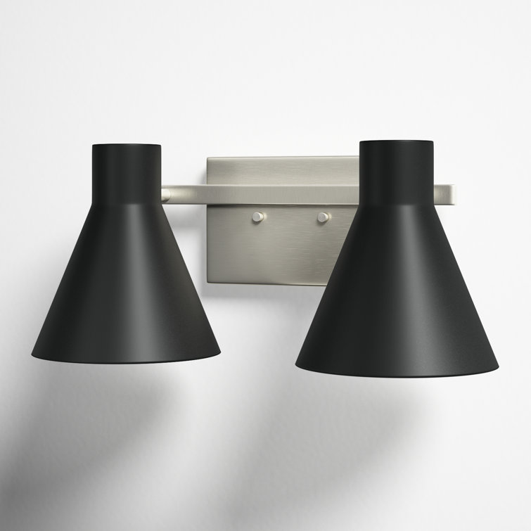 Black and Nickel 2-Light Dimmable Vanity Fixture