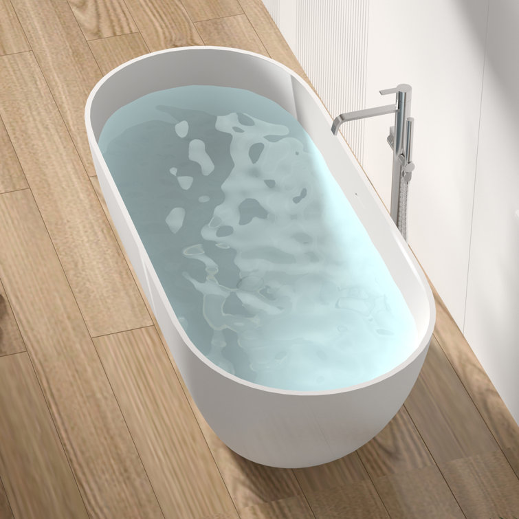 Glossy White 63" Oval Freestanding Soaking Bathtub