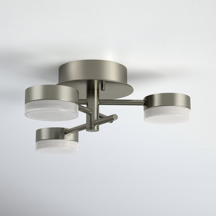 Transton Brushed Nickel 15" LED Ceiling Light with Acrylic Shades