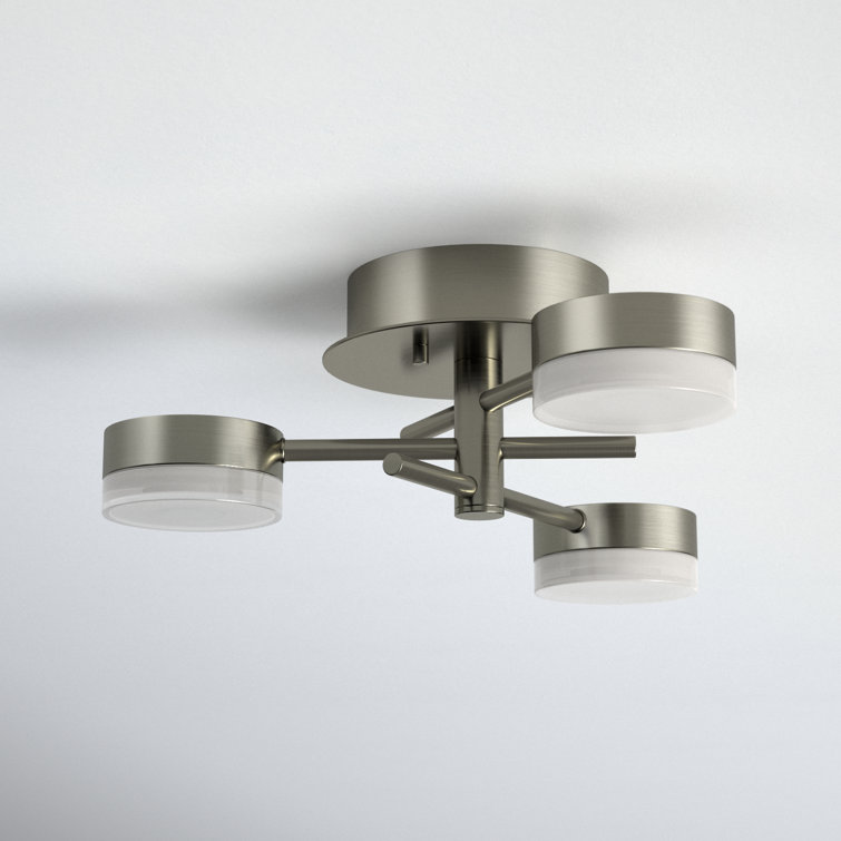 Transton Brushed Nickel 15" LED Ceiling Light with Acrylic Shades