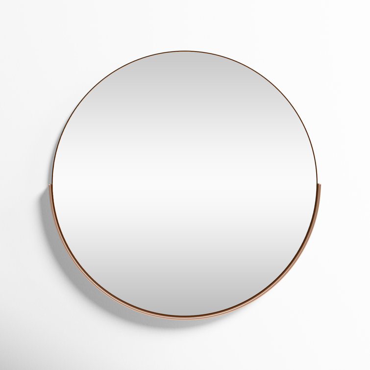 Rose Gold Beveled Round Wall Mirror