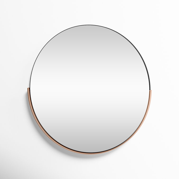 Rose Gold Beveled Round Wall Mirror
