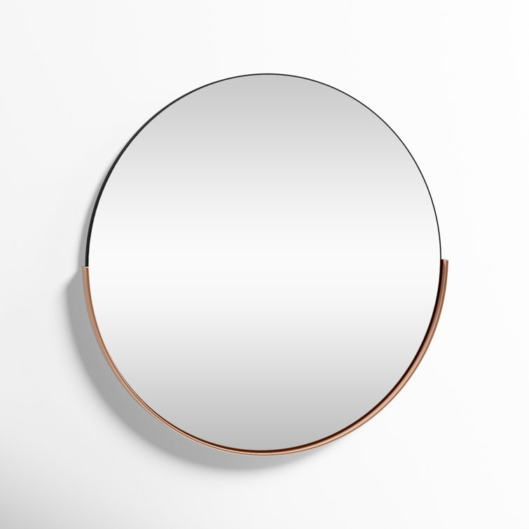 Rose Gold Beveled Round Wall Mirror