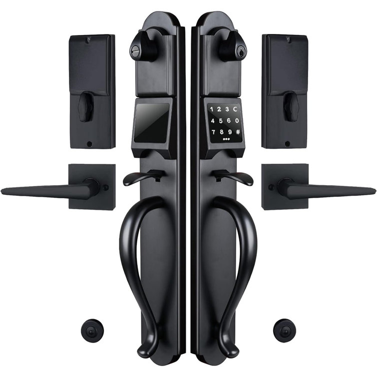 Matte Black Heavy Duty Keypad Deadbolt Handleset for Double Front Door