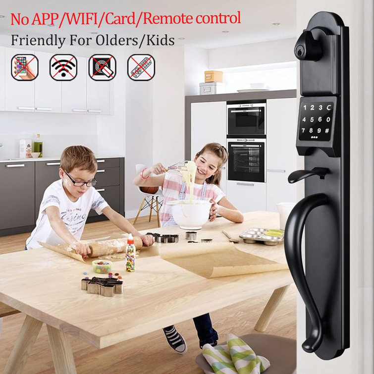 Matte Black Heavy Duty Keypad Deadbolt Handleset for Double Front Door