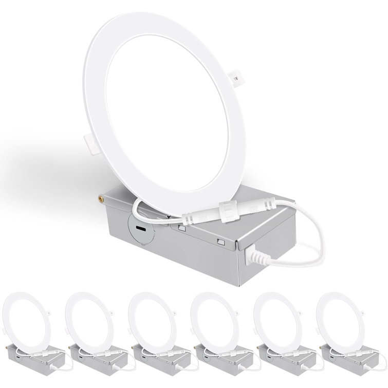 Ultra-Thin White Aluminum 6-Inch LED Recessed Ceiling Light, 6-Pack