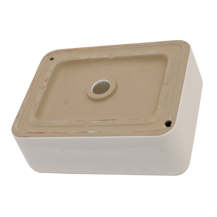 19" White Ceramic Rectangular Vessel Sink with Gold Rim