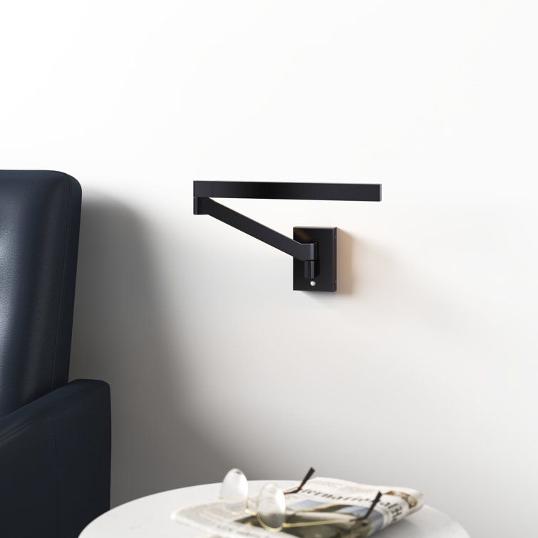 Joziah Black Aluminum LED Swing Arm Sconce with White Diffuser