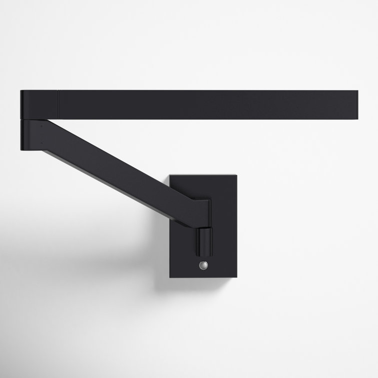 Joziah Black Aluminum LED Swing Arm Sconce with White Diffuser