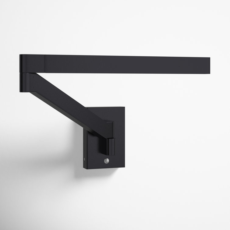 Joziah Black Aluminum LED Swing Arm Sconce with White Diffuser