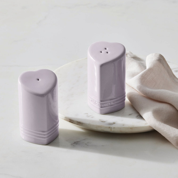 Cerise Red Stoneware Heart Salt and Pepper Shaker Set