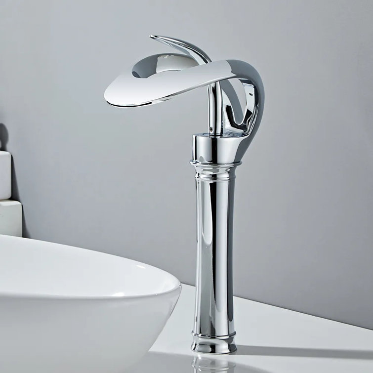 Chrome Tall Waterfall Single Handle Bathroom Faucet
