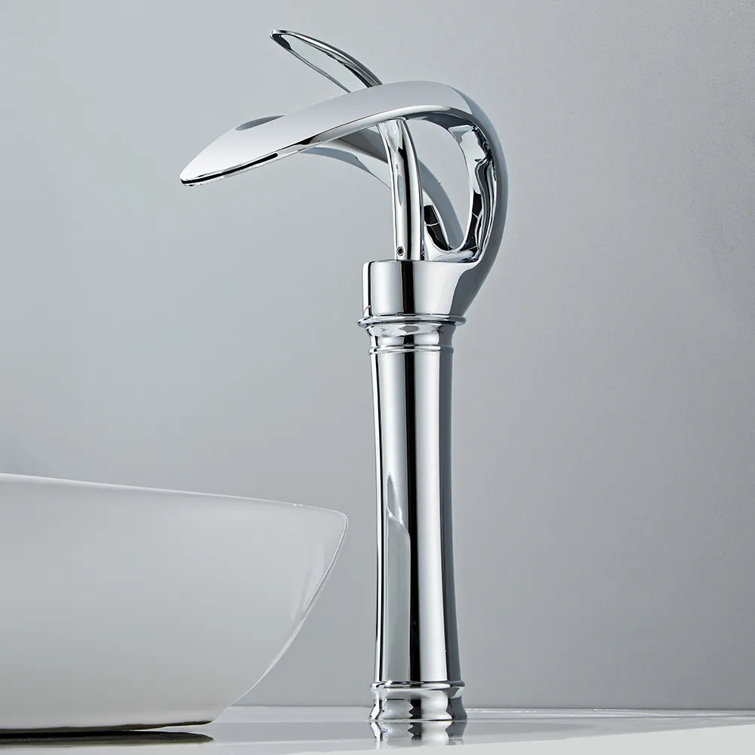 Chrome Tall Waterfall Single Handle Bathroom Faucet