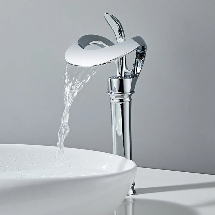 Chrome Tall Waterfall Single Handle Bathroom Faucet