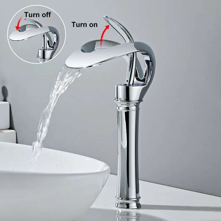 Chrome Tall Waterfall Single Handle Bathroom Faucet