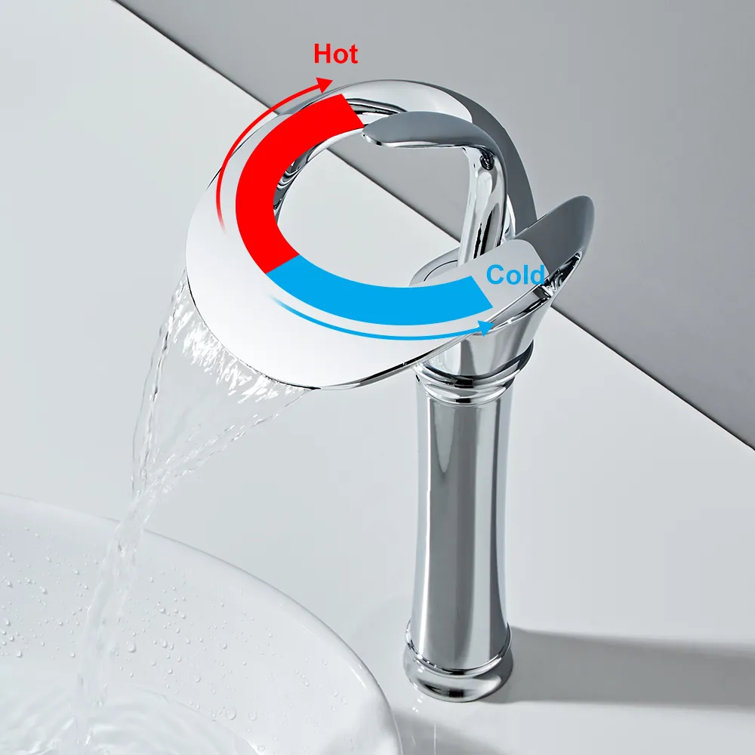 Chrome Tall Waterfall Single Handle Bathroom Faucet