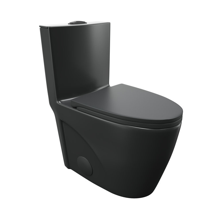 Reno Matte Black Elongated Dual Flush One-Piece Toilet
