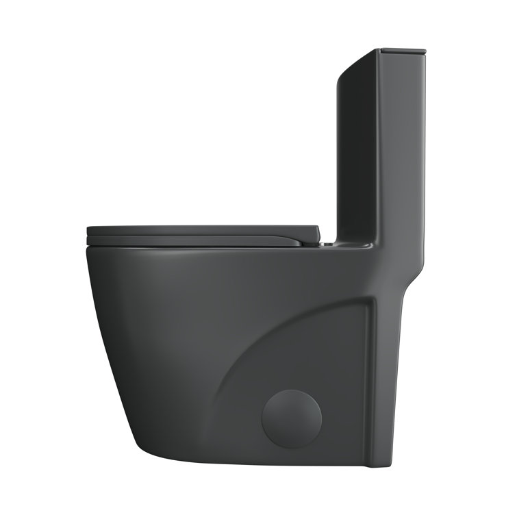 Reno Matte Black Elongated Dual Flush One-Piece Toilet