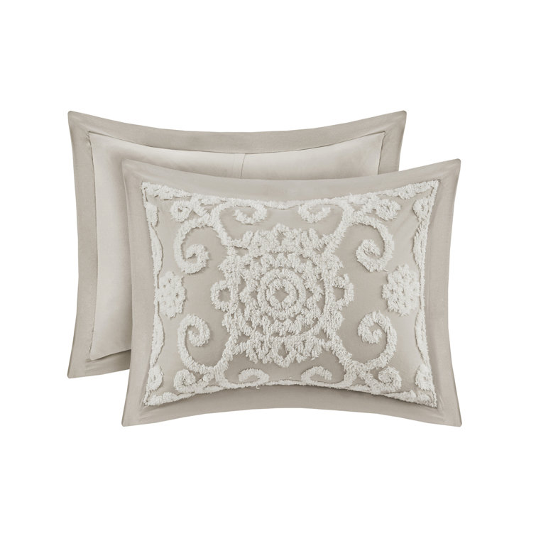 Suzanna Taupe Cotton Embroidered King Duvet Set