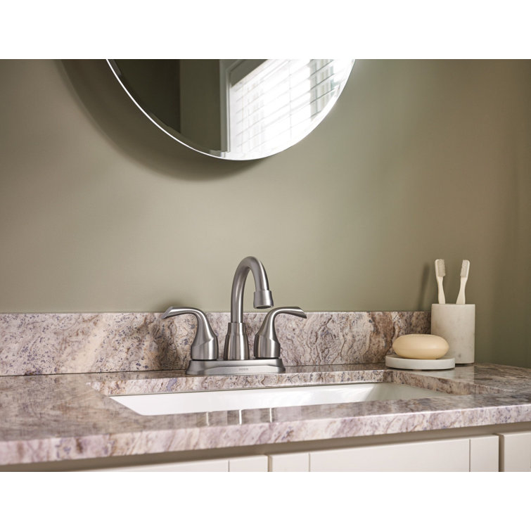 Brushed Nickel 4" Centerset Bathroom Faucet with Lever Handles