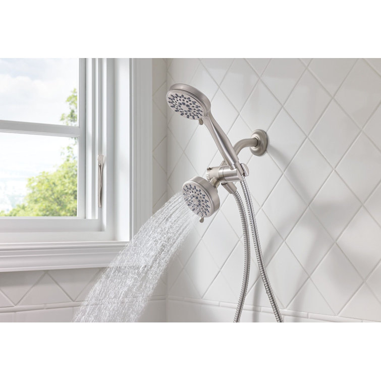 Brushed Nickel Multi-Head Handheld Shower with Pulse Jet