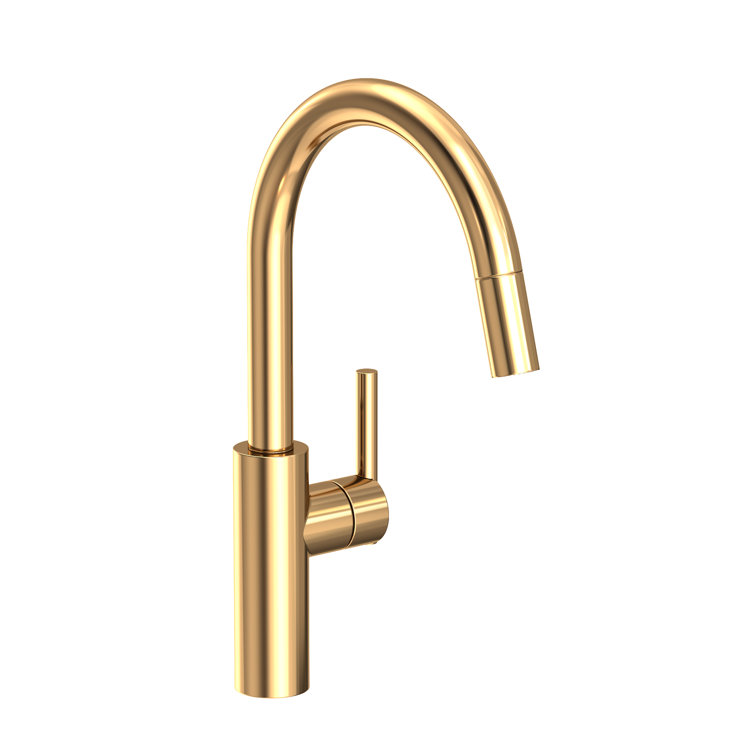 Polished Brass Single Handle Pull-Down Kitchen Faucet