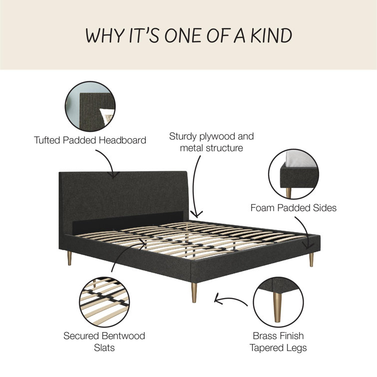 Serene Luxe King-Size Dark Gray Linen Upholstered Bed with Tufted Headboard