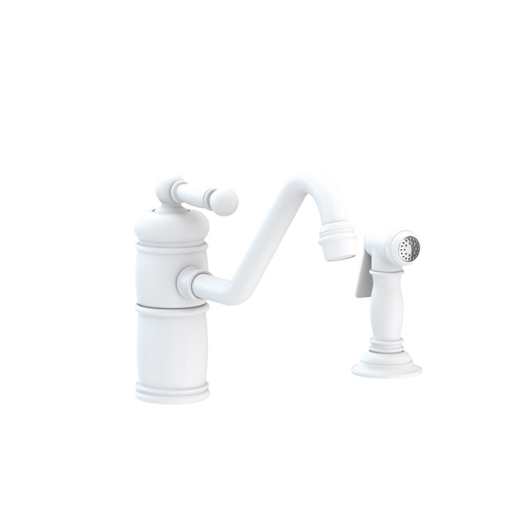 Matte White Single Handle Kitchen Faucet with Pull-out Spray