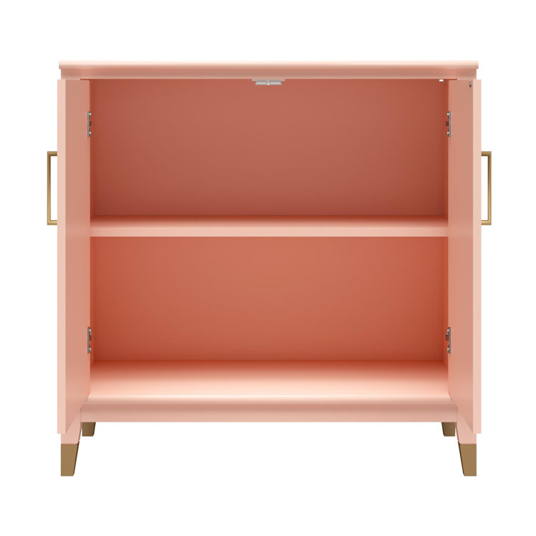 Pale Pink MDF 2-Door Accent Cabinet with Adjustable Shelving