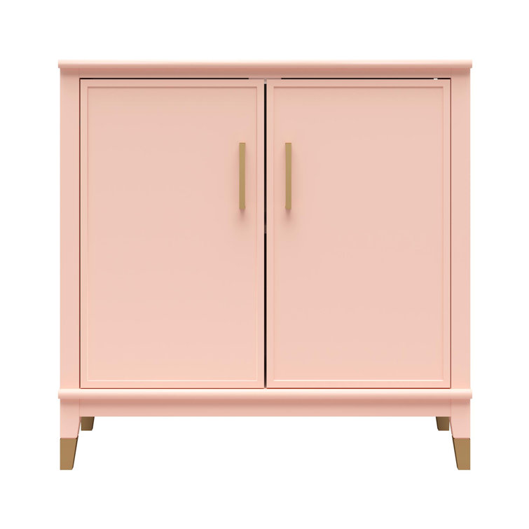 Pale Pink MDF 2-Door Accent Cabinet with Adjustable Shelving