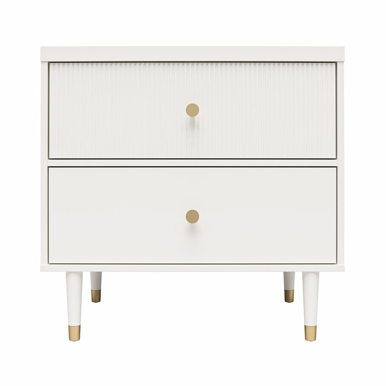 Elizabeth White 2-Drawer Nightstand with Gold Accents