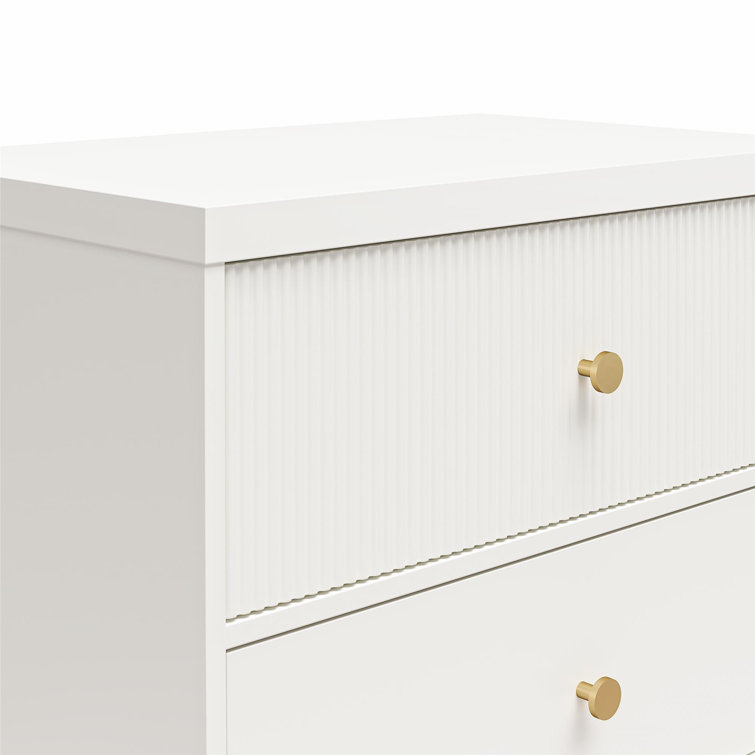 Elizabeth White 2-Drawer Nightstand with Gold Accents