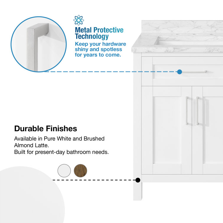 Pure White Double Sink Freestanding Bathroom Vanity with Marble Top