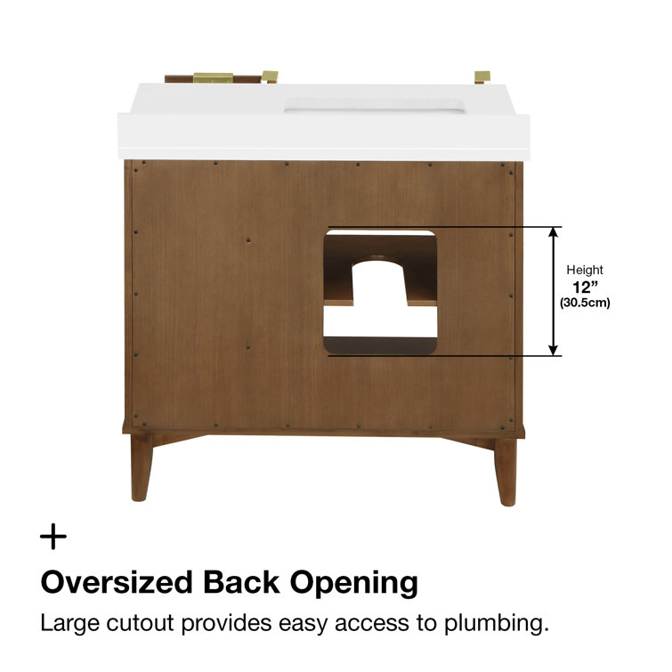 Ronson 36" Rustic Ash Single Sink Scandinavian Bathroom Vanity