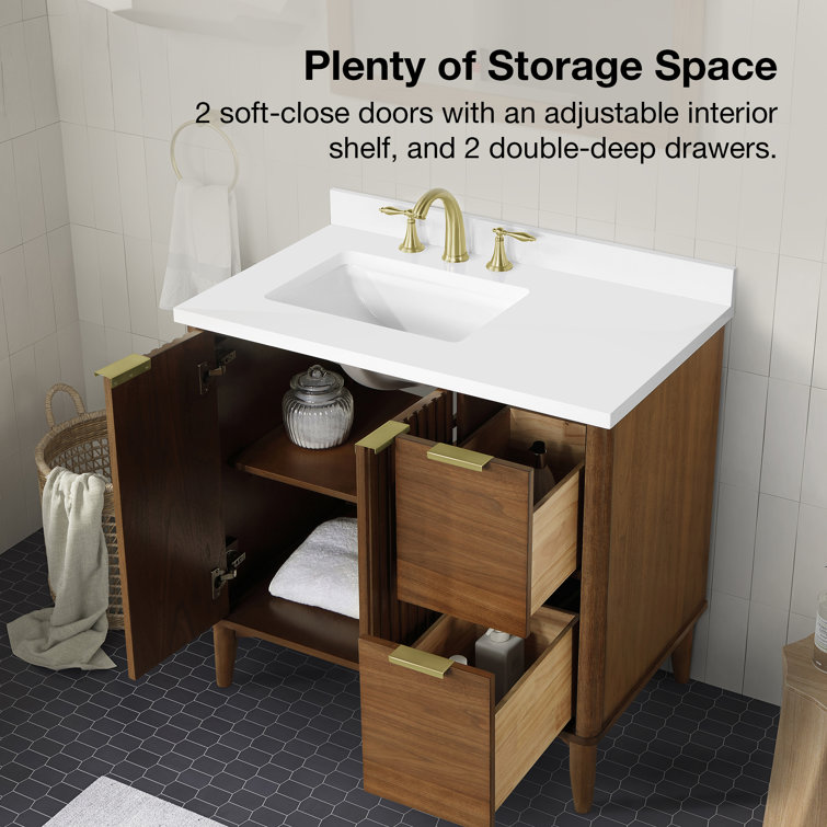Ronson 36" Rustic Ash Single Sink Scandinavian Bathroom Vanity