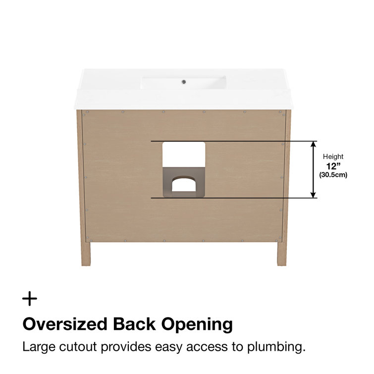 Newcastle 42" Sahara Birch Single Sink Bathroom Vanity with White Marble Top