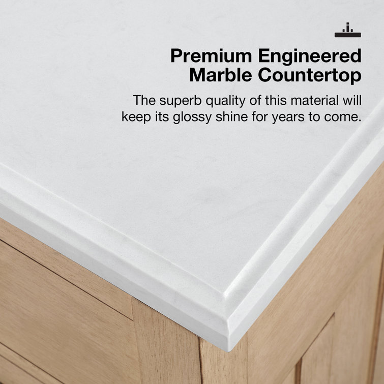 Newcastle 42" Sahara Birch Single Sink Bathroom Vanity with White Marble Top