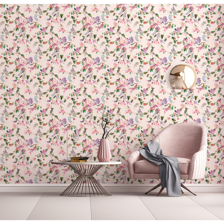 Pink Multicolor Floral Summer Bouquet Wallpaper Roll