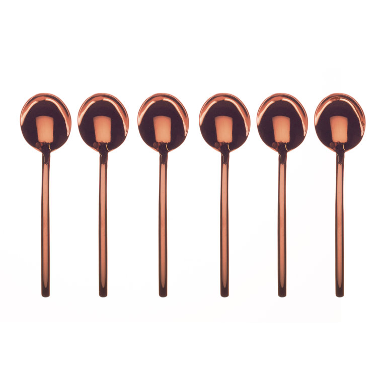 Bronze Titanium-Coated Stainless Steel Coffee Spoon Set - 6 Pieces