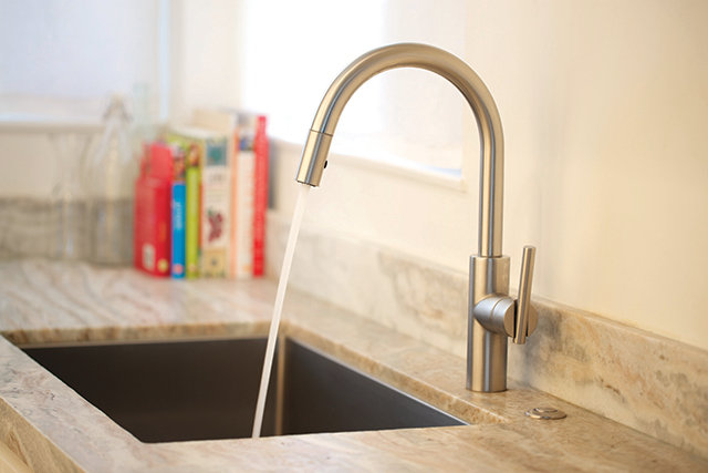 Polished Brass Single Handle Pull-Down Kitchen Faucet