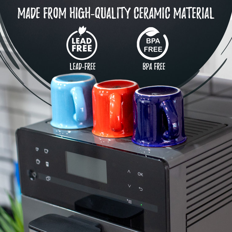 Bacimi Multicolor Ceramic Espresso Mini Mugs with Handles, 3oz, Set of 6